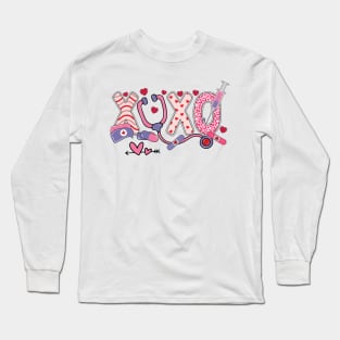 XOXO Nurse Valentines Day Stethoscope Valentine For Nurse Long Sleeve T-Shirt